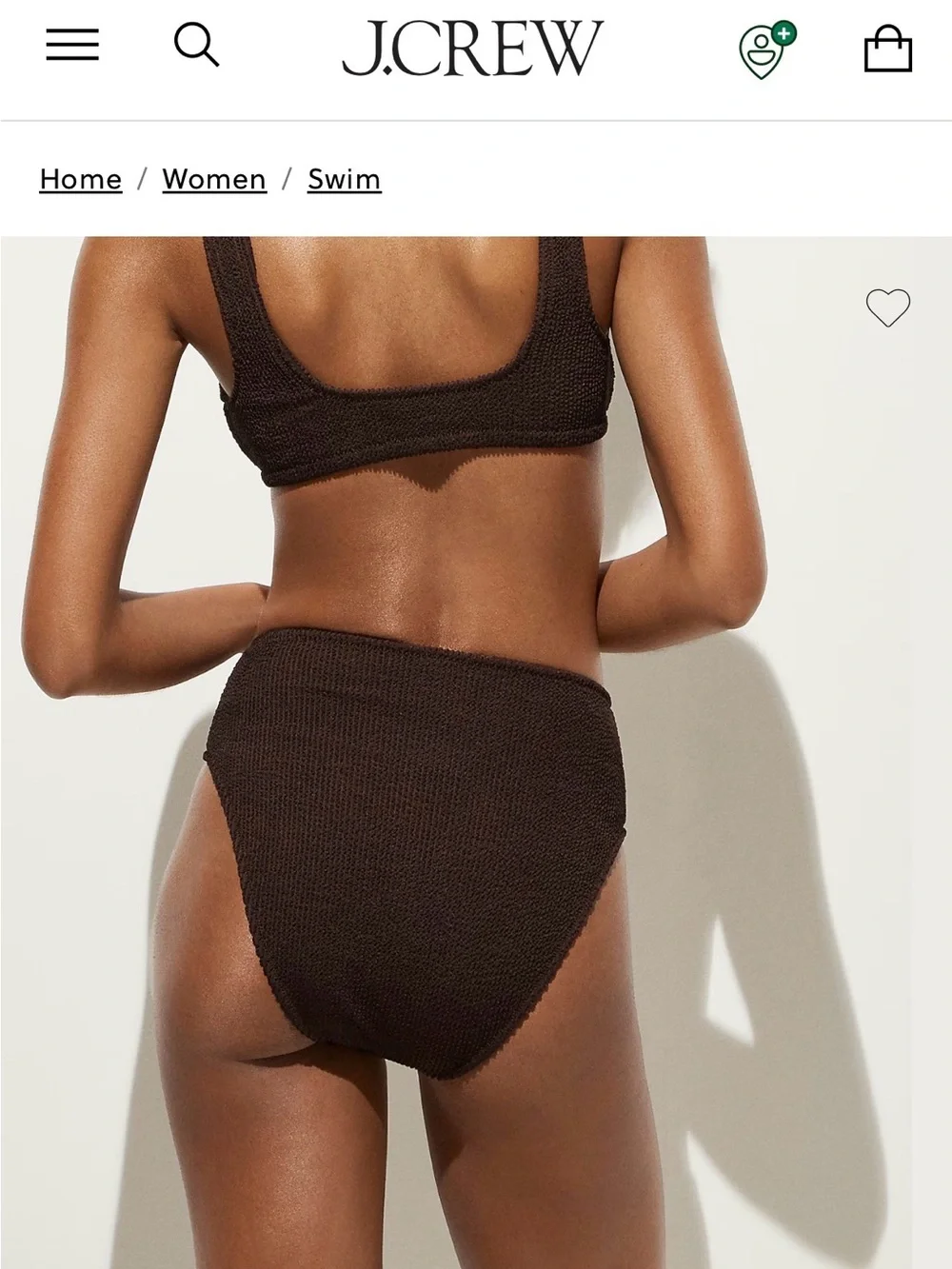 J. Crew Dark Brown Textured Ring-Front Bikini Set